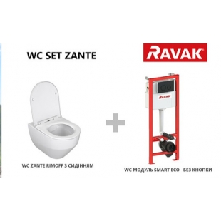Комплект: Инсталляция Ravak SMART ECO + Унитаз подвесной Ravak ZANTE RimOff GPX2240105+GPX2240040