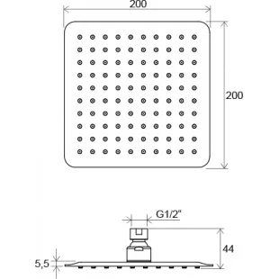 Насадка для душу квадратна 200 мм, X07P334