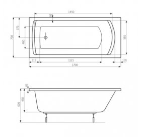Ванна прямокутна Roca Linea 170х75 A24T042000