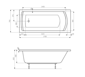 Ванна прямоугольная Roca Linea 170х75 A24T042000