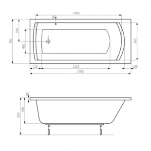 Ванна прямоугольная Roca Linea 170х75 A24T042000