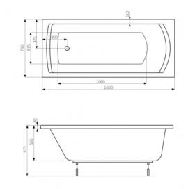 Ванна прямокутна Roca Linea 160x75 A24T026000