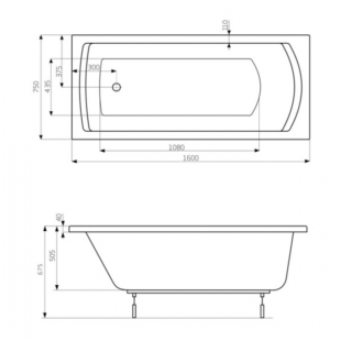 Ванна прямокутна Roca Linea 160x75 A24T026000
