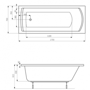 Акриловая Ванна прямоугольная Roca Linea 170х70 A24T034000