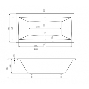 Ванна прямоугольная Roca Vita 180x90 A24T082000