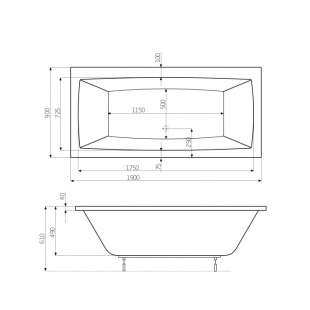 Ванна прямоугольная Roca Vita 190x90 A24T090000