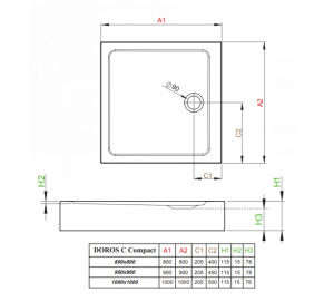 Душевой поддон RADAWAY Doros C Compact, 90x90, SDRC9090-05