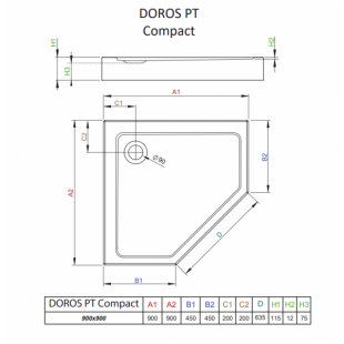 Душевой поддон RADAWAY Doros PT Compact, 80x80, SDRPT8080-05
