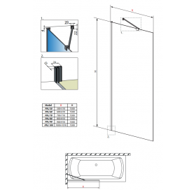 Шторка для ванны RADAWAY Idea Black PNJ Frame 50, 10001050-54-56