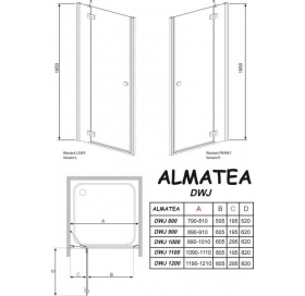 Душові двері RADAWAY Almatea DWJ 110 L/R, 31212-01-01N L / 31312-01-01NN R