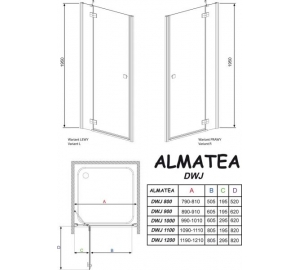Душевая дверь RADAWAY Almatea DWJ 80 L/R, 30802-01-01N L / 30902-01-01N R