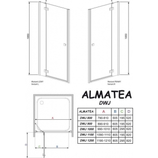 Душевая дверь RADAWAY Almatea DWJ 90 L/R, 31002-01-01N L / 31102-01-01N R