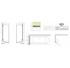 Шторка для ванни RADAWAY Arta PNJ 70, 210101-01L