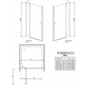 Душові двері RADAWAY Torrenta DWJ 100, 32020-01-01N R