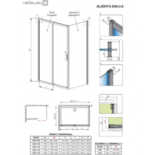 Душевая кабина RADAWAY Alienta Black DWJ+S 100x90x190 10260100-54-01+10270090-54-01