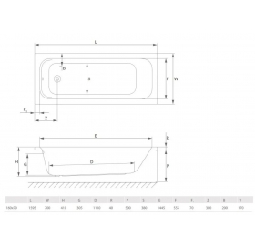 Ванна акрилова Radaway MIA Eco 160x70 c ножками WA1-55-160x070