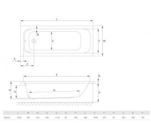 Ванна акрилова Radaway MIA Eco 160x70 з ніжками WA1-55-160x070