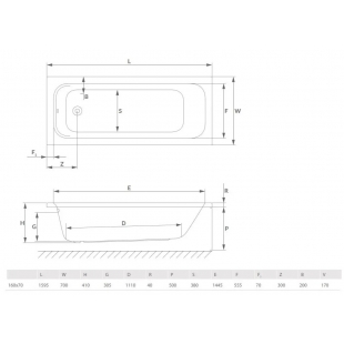 Ванна акрилова Radaway MIA Eco 160x70 c ножками WA1-55-160x070