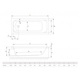 Ванна акрилова Radaway MIA Eco 170x70 з ніжками WA1-55-170x070