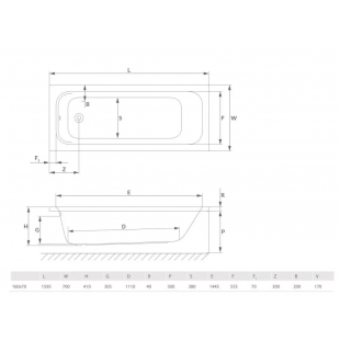 Ванна акрилова RADAWAY MIA 170x70 (WA1-55-170x070) + ніжки (NWE-68)