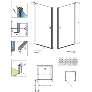 Душевая дверь RADAWAY Nes 8 DWJ I 70 левая, 10076070-01-01L