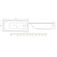Ванна акрилова RADAWAY Tesalia 160x70 (WA1-06-160x70U) + ніжки (NWE-68) + сифон R135