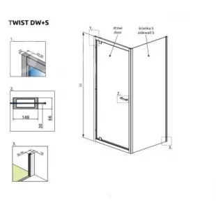 Душевая кабина RADAWAY Twist DW+S 100, 382003-01+ 382013-01