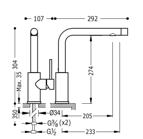 Кухонний змішувач з відводом для фільтрованої води TRES Top-Tres, 162456