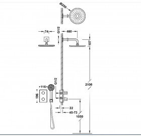 Душова система з термостатом Tres Therm-Box, 21625004