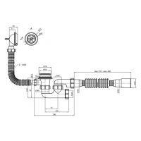 Сифон для ванны Agua BS05K 1 1/2"х40/50 мм с системой Сlick-Сlack, с переливом и ревизией, CV033454