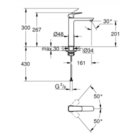 Одноважільний змішувач для раковини Grohe Cubeo XL-розміру 1017290000