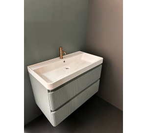 Тумба AQUA RODOS Акцент ЛЮКС (MINERAL-BLUE-MATT) Консольна 90 см з умивальником Deep (АР000060782)