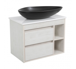 Тумба консольна AQUA RODOS "Shelf" (нордленд) 75 см зі стільн. Loft-Iron та ум. "Olive" 74 см чорний мат АР000085194
