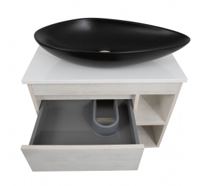 Тумба консольна AQUA RODOS "Shelf" (нордленд) 75 см зі стільн. Loft-Iron та ум. "Olive" 74 см чорний мат АР000085194