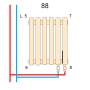 Вертикальный радиатор Betatherm Praktikum 2 H-500 мм, L-995 мм PV 2050/26 9005M 88