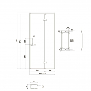 Душевая дверь Cersanit Larga 100х195 распашная правосторонняя, профиль черный S932-125