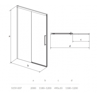 Розсувні дверцята для душової кабіни CREA 120*200