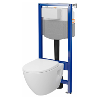 Інсталяція Cersanit C35 AQUA 50 QF з кнопкою BASE CIRCLE + підвісний унітаз MODUO PLUS із сидінням (S701-814)