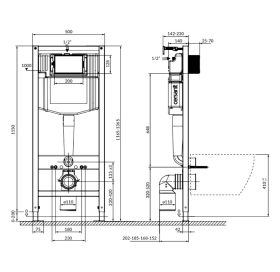 Инсталляция Cersanit SYSTEM 50  + подвесной унитаз DESSE VORTEX с сидением (K97-526+S4024-001)