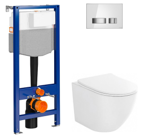 Инсталляция Cersanit SYSTEM 50 с кнопкой  MOVI + подвесной унитаз DESSE VORTEX с сидением (S4024-001+K97-526+K97-012)