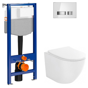 Инсталляция Cersanit SYSTEM 50 с кнопкой  MOVI + подвесной унитаз DESSE VORTEX с сидением (S4024-001+K97-526+K97-012)