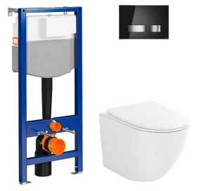 Инсталляция Cersanit SYSTEM 50 с кнопкой  MOVI + подвесной унитаз DESSE VORTEX с..