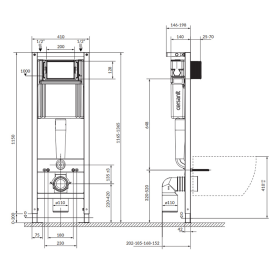 Инсталляция Cersanit C04 SYSTEM 40 с кнопкой  ENTER 2 + подвесной унитаз MITO RED 411 с сидением (S701-788)