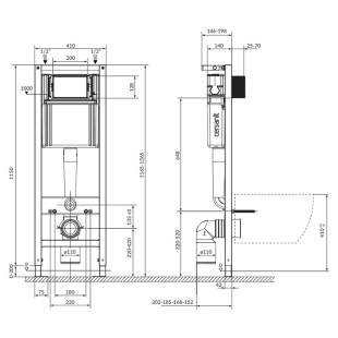 Инсталляция Cersanit C04 SYSTEM 40 с кнопкой  ENTER 2 + подвесной унитаз MITO RED 411 с сидением (S701-788)