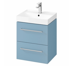 Шкафчик для раковины Cersanit LARGA 50х38, голубая S932-068+Раковина Cersanit LARGA 50см, мебельная белая EW K120-008+МЕБЕЛЬНАЯ РУЧКА LARGA ЧЕРНАЯ (2 ШТ.), S932-068+K120-008+S599-0141 (выставочный образец)