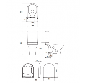 Унитаз-компакт Cersanit SIMPLE ON 021 3/5 783 ZIP + сидение дюропласт soft-close K119-023