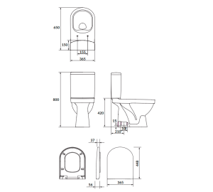 Унитаз-компакт Cersanit SIMPLE ON 021 3/5 783 ZIP + сидение дюропласт soft-close K119-023