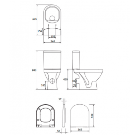 Унитаз-компакт Cersanit SIMPLE ON 011 3/5 779 ZIP +сидение дюропласт soft close K121-010