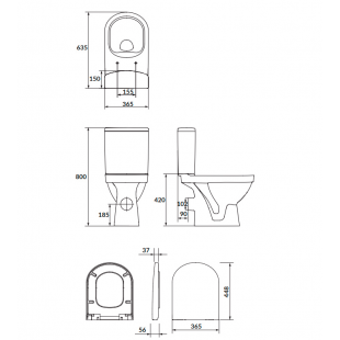 Унитаз-компакт Cersanit SIMPLE ON 011 3/5 779 ZIP +сидение дюропласт soft close K121-010