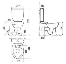 Чаша унитаза CREAVIT SEDEF, гор.слив, пристенная (SD318.00100)